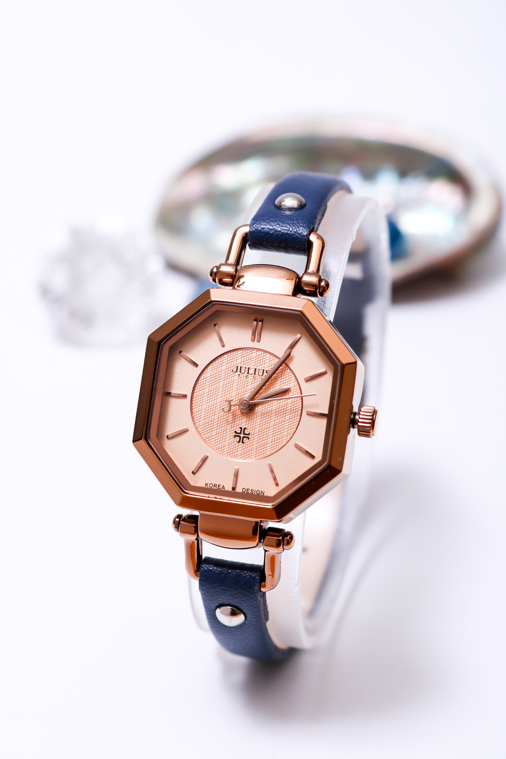 Đồng Hồ Nữ JA-750E Julius Hàn Quốc Dây Da (Xanh)
