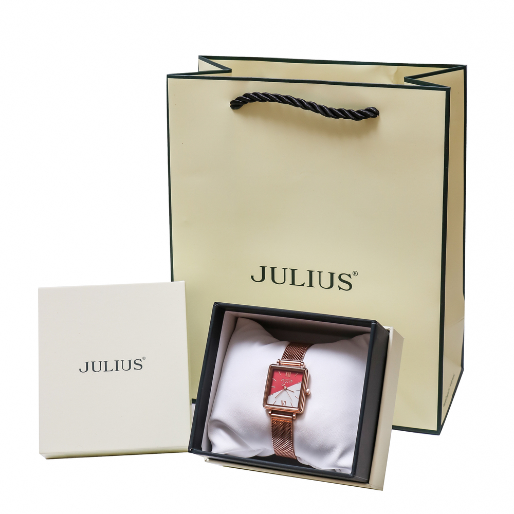 Đồng Hồ Julius JA-1317A1 Hàn Quốc Dây Thép (Đỏ)