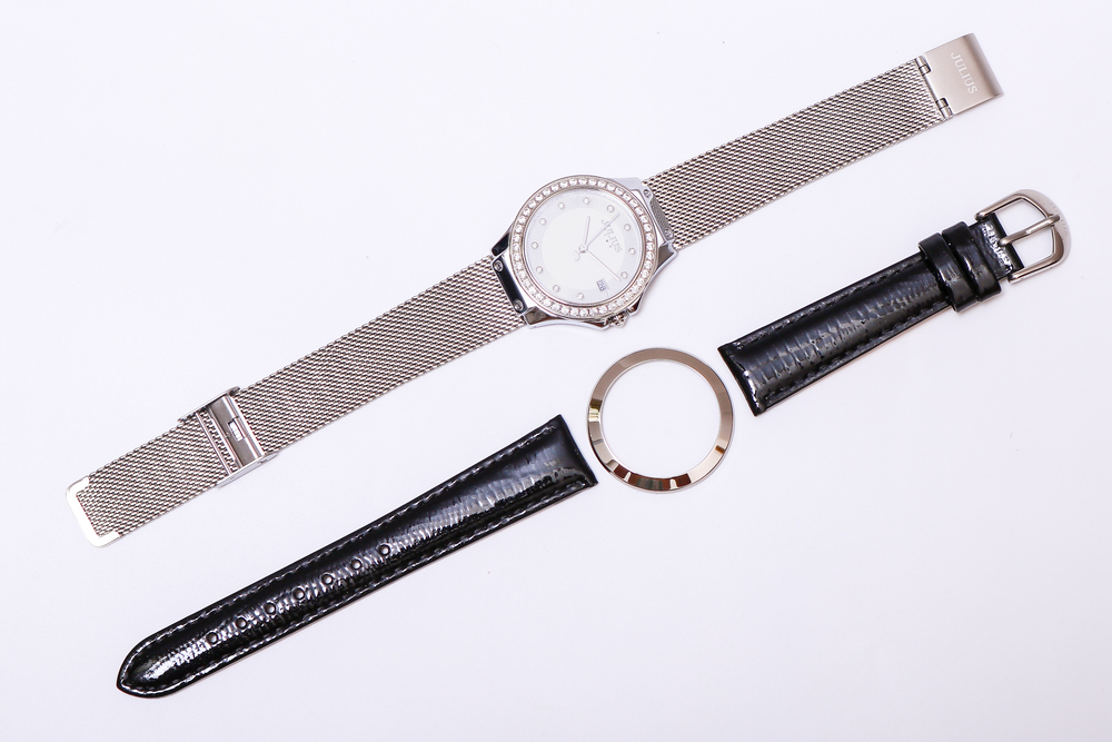 Combo Quà Tặng Đồng Hồ Nữ Julius Star JS-040A Sapphire Julius Star Hàn Quốc Dây Thép (Bạc)