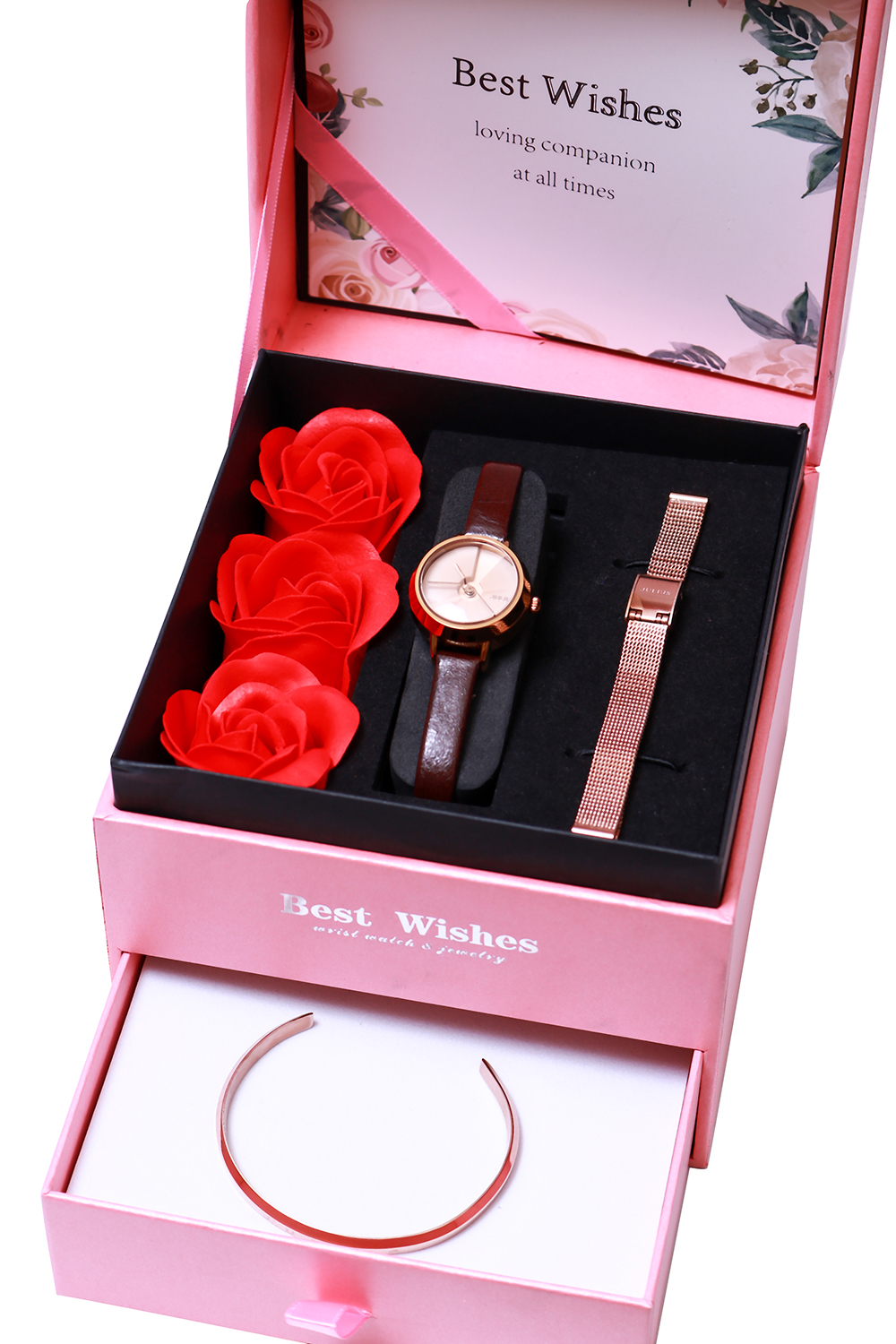 Combo Quà Tặng Đồng Hồ Nữ JA-979E Kèm Dây Mesh + Lắc Tay JSB078