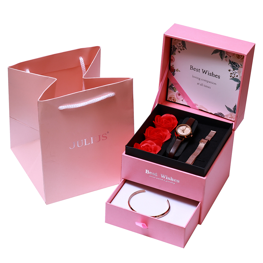 Combo Quà Tặng Đồng Hồ Nữ JA-979E Kèm Dây Mesh + Lắc Tay JSB078