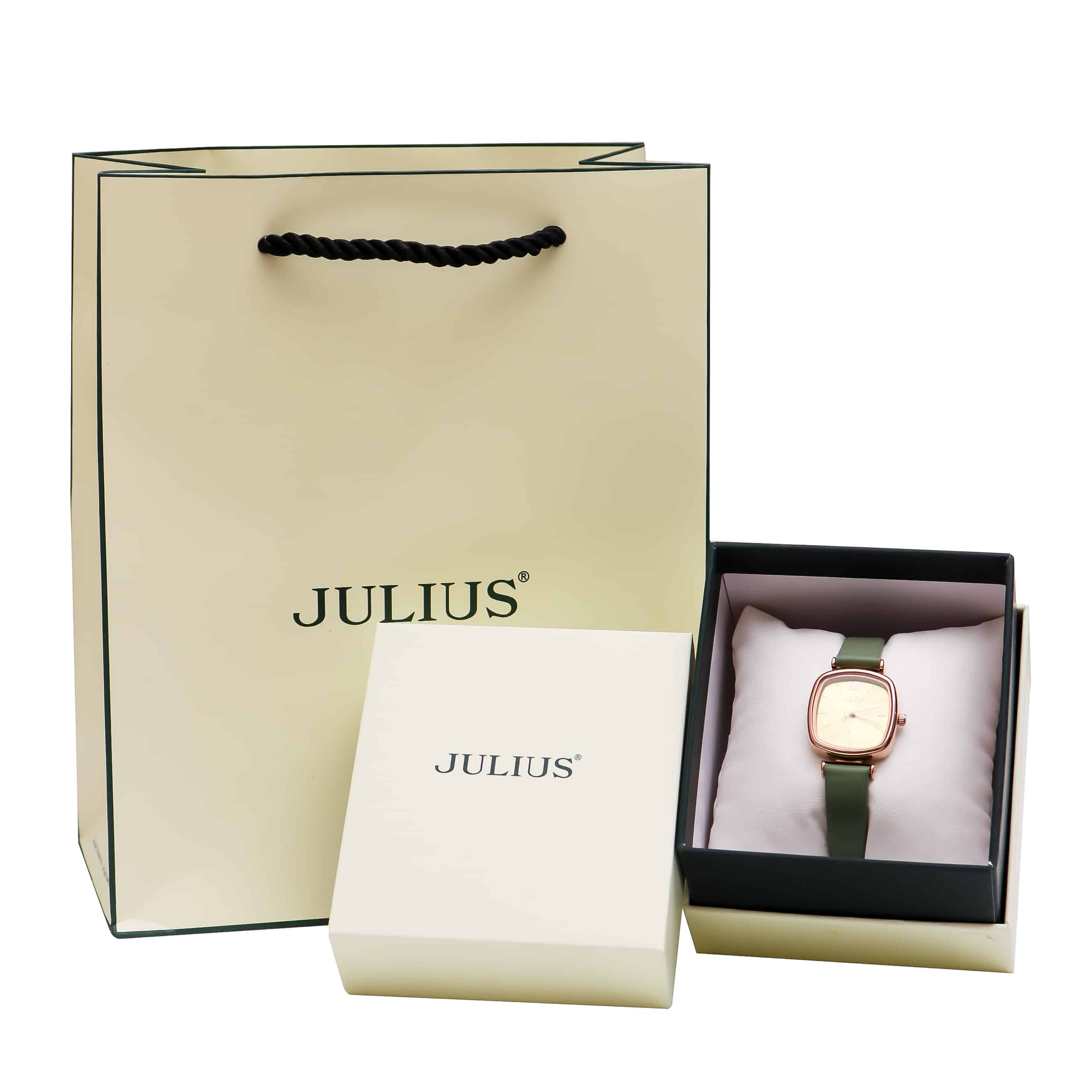 Đồng Hồ Nữ JA-1342B Julius Hàn Quốc Dây Da (Xanh)