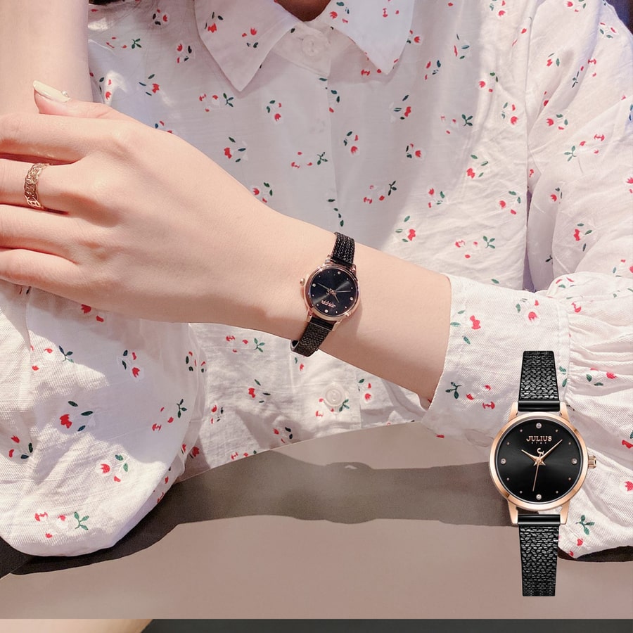 Đồng Hồ Nữ JS-045 Kính Sapphire Julius Star Hàn Quốc Dây Thép (2 Màu)