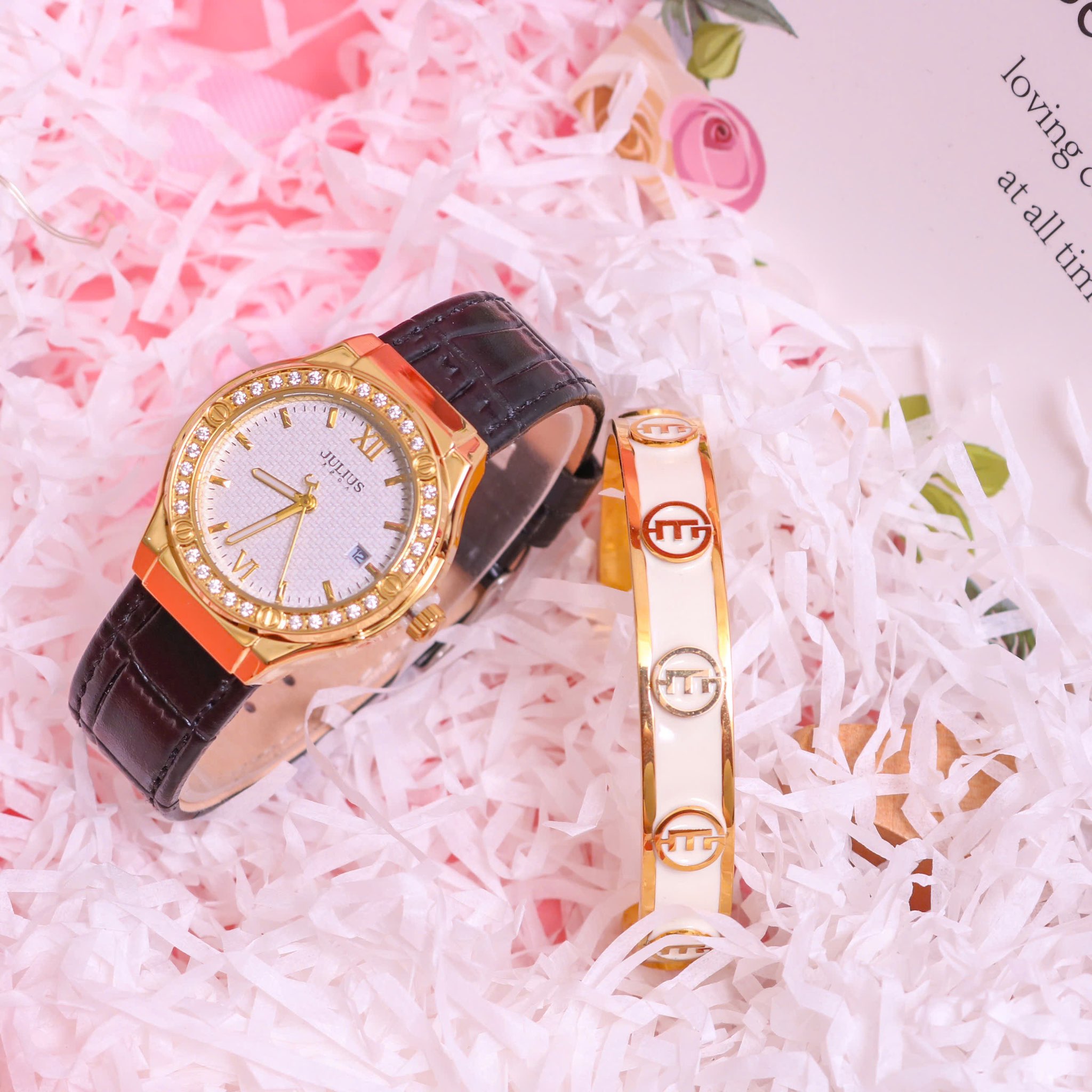 Combo Đồng Hồ Nữ JA-1395C Tặng Lắc Tay ES117BINO