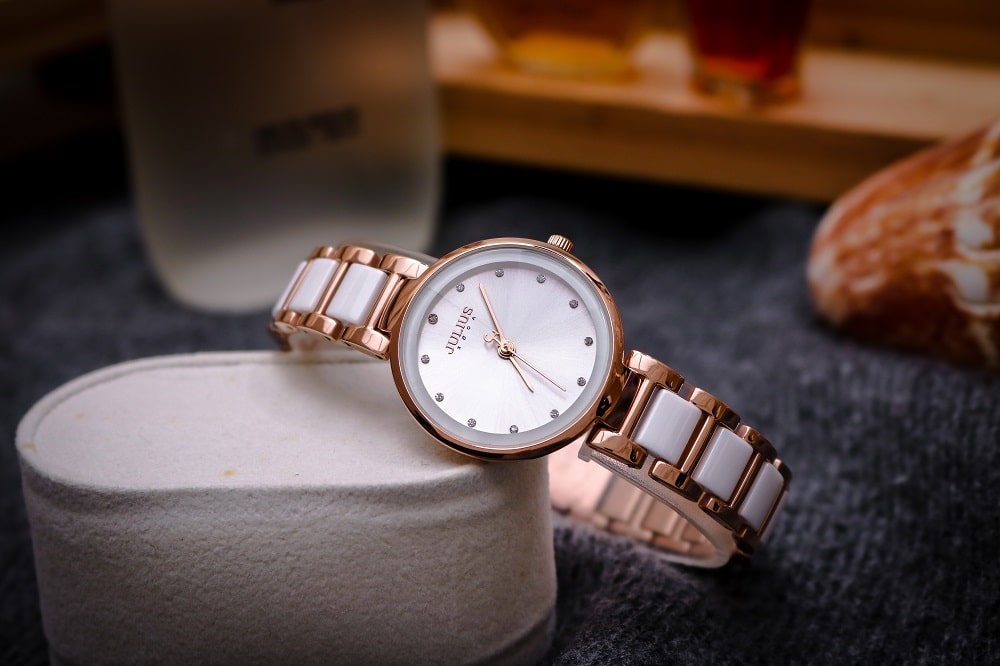 Đồng Hồ Nữ  JA-1209A Julius Hàn Quốc Dây Thép (Hồng Mặt Trắng)