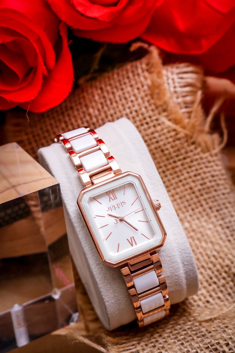 Đồng Hồ Nữ JA-1273 Julius Hàn Quốc Dây Đá ceramic (4 Màu)