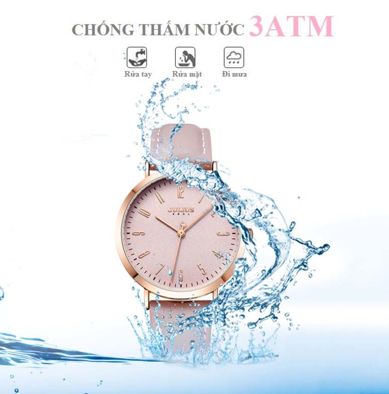 Đồng Hồ Nữ JA-1017D Julius Hàn Quốc Dây Da (Hồng)