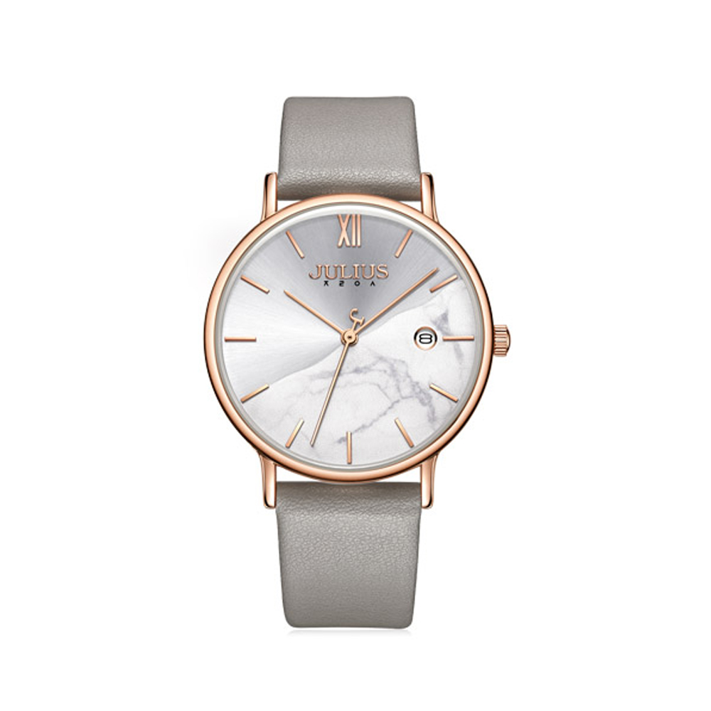 Đồng Hồ Nữ JA-1312A Julius Hàn Quốc Dây Da (Xám)