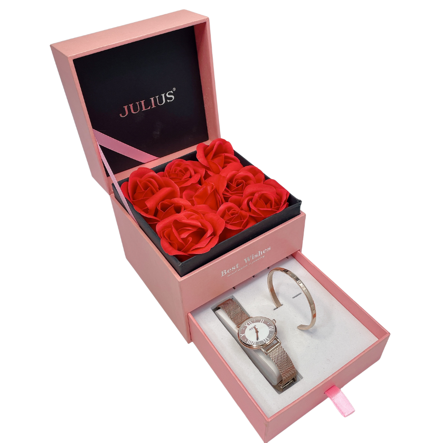 Combo Đồng Hồ Nữ JA-924D1 Julius  + Vòng Tay Julius JSB078 RG