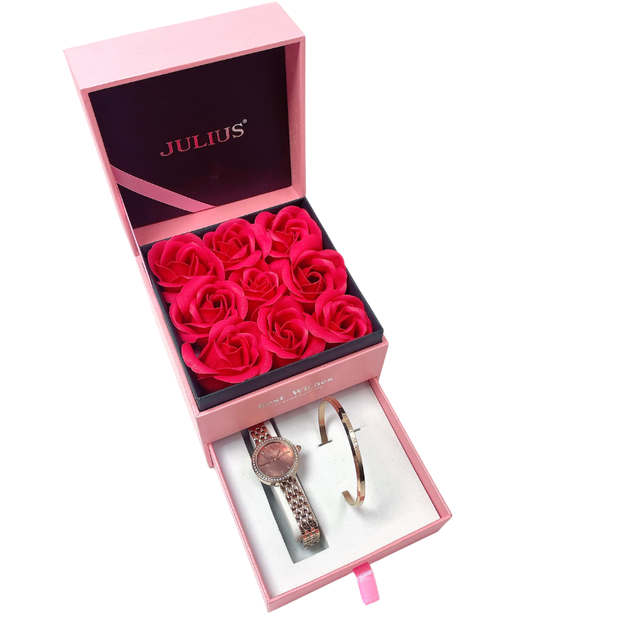 Đồng hồ nữ Julius JA-1421C + Vòng đeo tay Julius JSB078RG