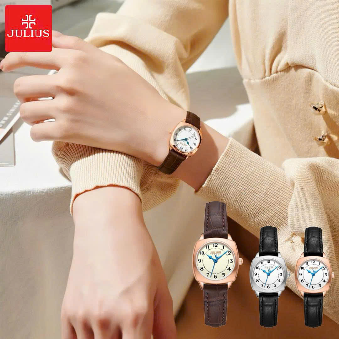 Đồng Hồ Nữ JA-1475 Julius Hàn Quốc Dây Da (3 Màu)