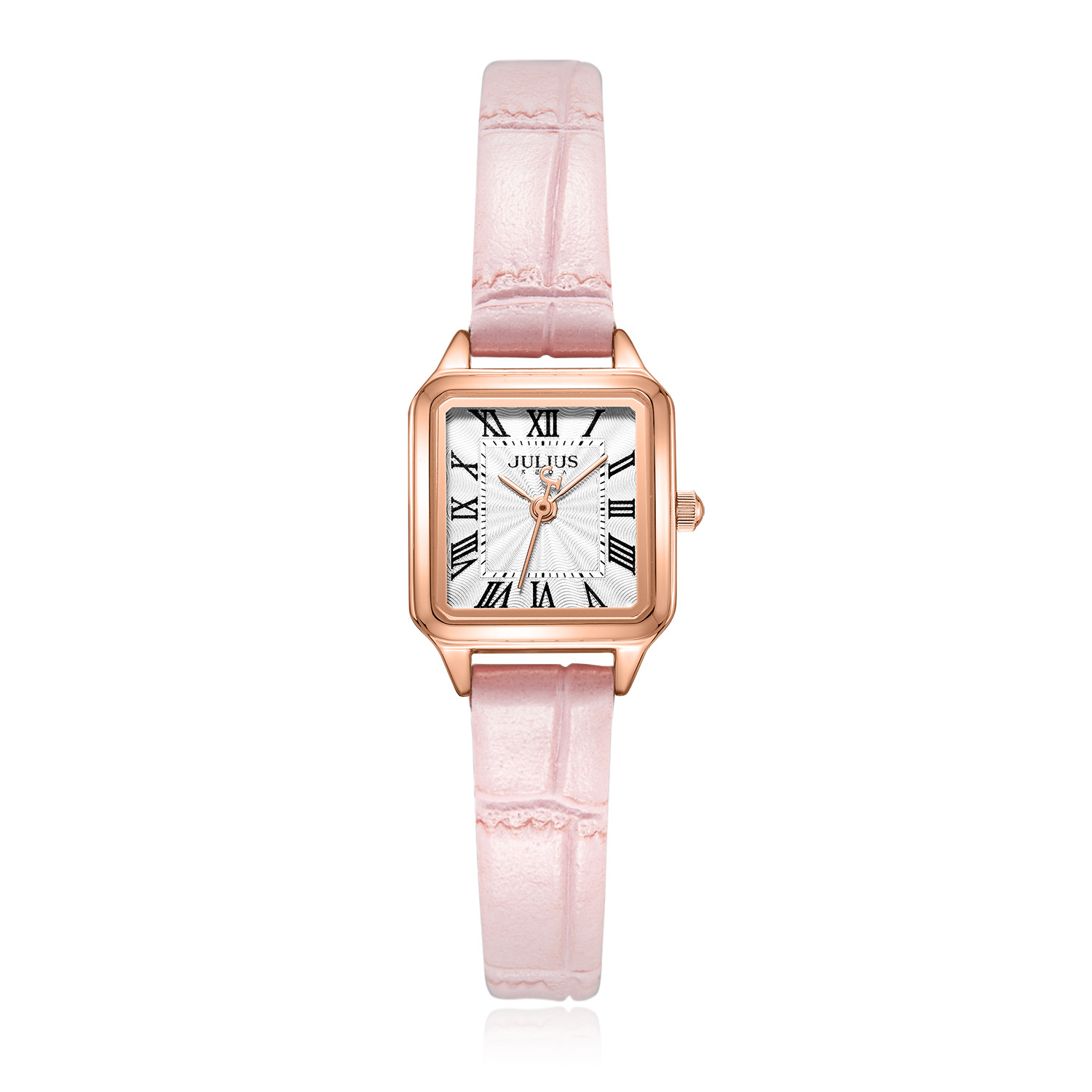 Đồng Hồ Nữ JA-1493B Julius Hàn Quốc Dây Da (Hồng)