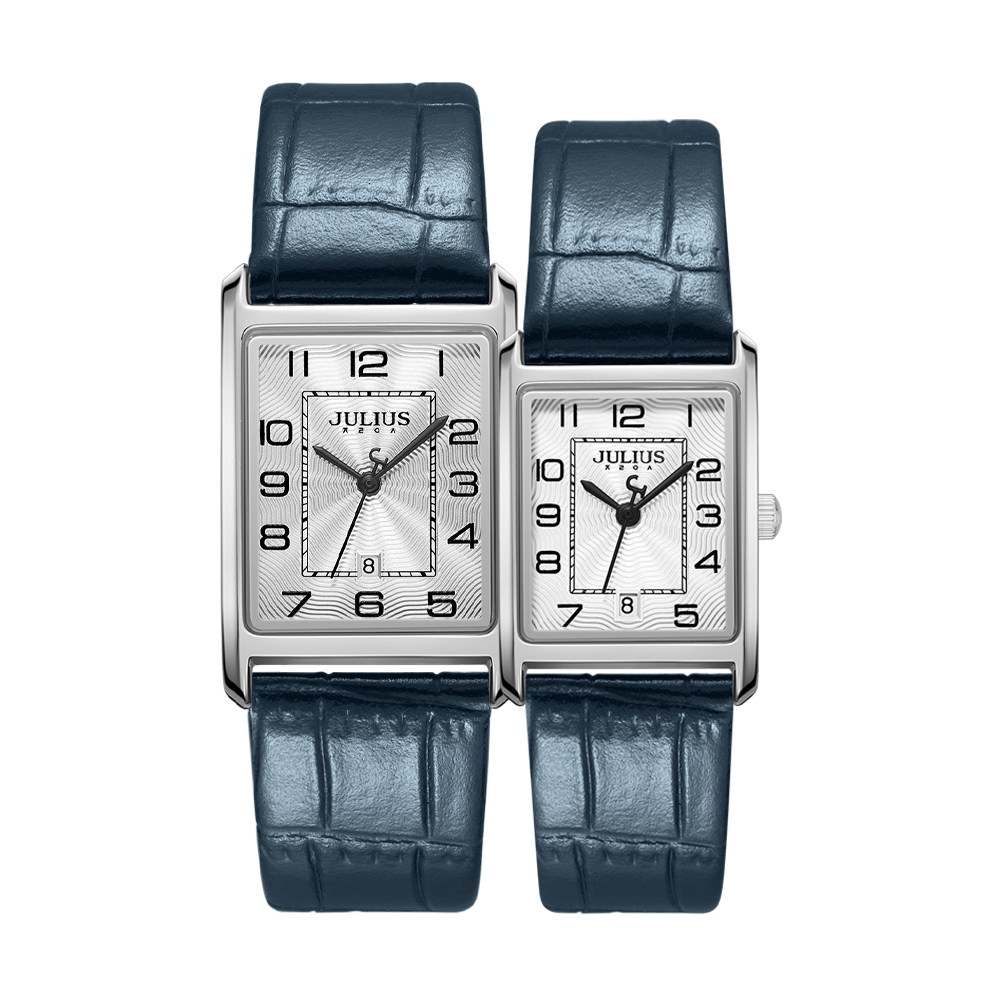 Đồng Hồ cặp JA-1494LA/MA Julius Hàn Quốc Dây Da (Xanh)