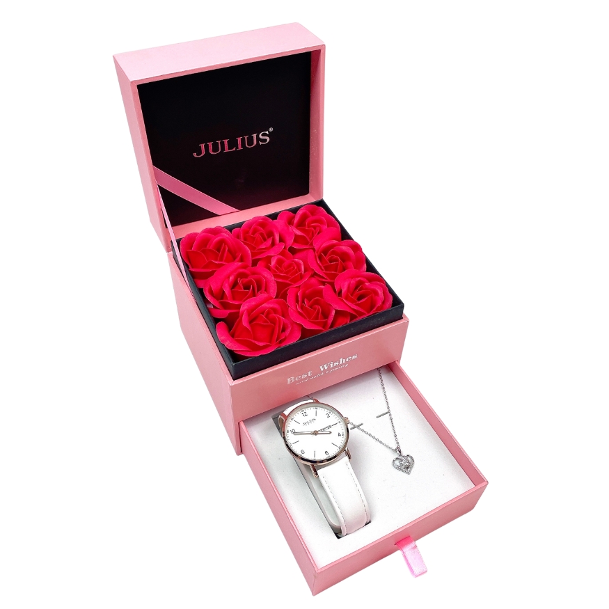 Combo Đồng hồ nữ Julius JA-1516A + D.chuyền ES431AS1-HK024 Moissanite 1cara