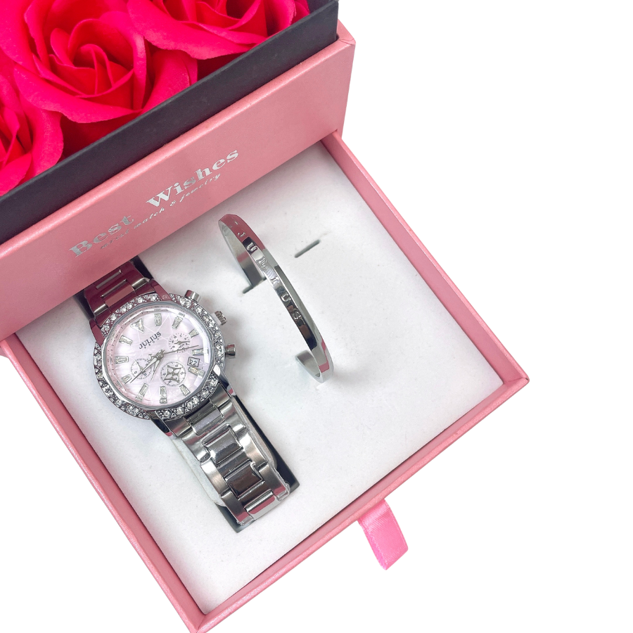 Combo Đồng Hồ Nữ JA-1530A Julius Dây Thép + Vòng đeo tay Julius JSB078 SL
