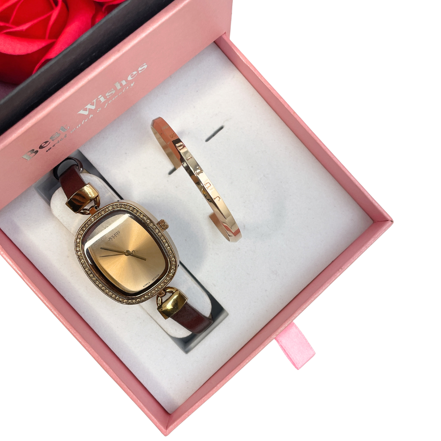 Combo Đồng Hồ Nữ Julius JA-298 + Vòng Tay Julius JS078