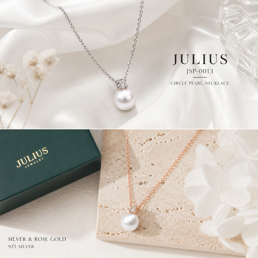 Dây chuyền JULIUS Ngọc trai Bạc 925 (V.Hồng) JSP-0031