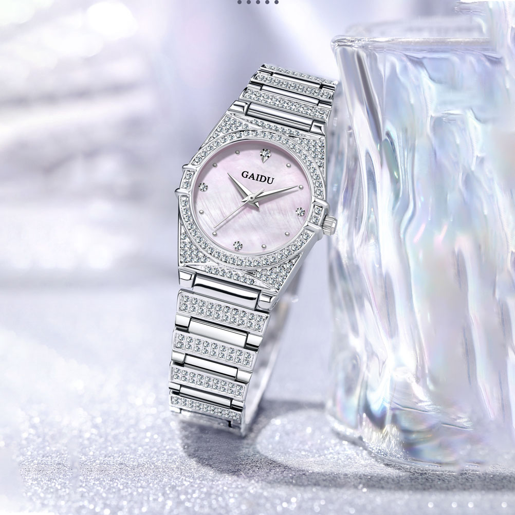 Đồng Hồ Nữ GAIDU KD-3003 Dây Thép (Hồng Xà Cừ)