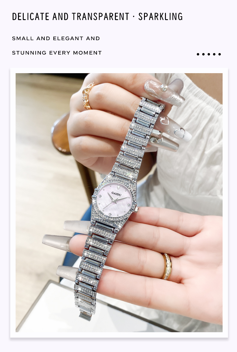 Đồng Hồ Nữ GAIDU KD-3003 Dây Thép (Hồng Xà Cừ)