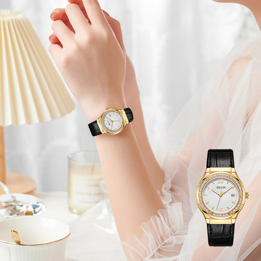 Đồng Hồ Nữ JA-1395 Julius Hàn Quốc Dây Da (4 Màu)