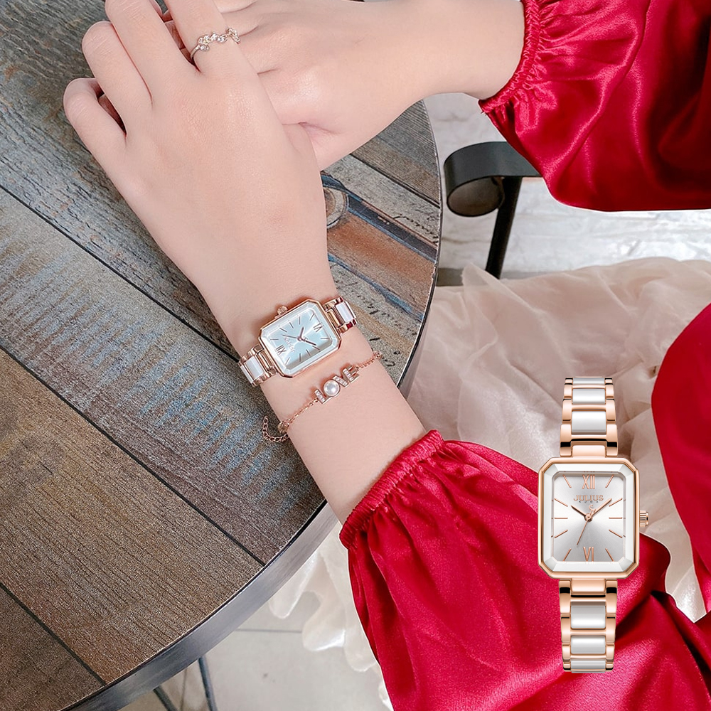 Đồng Hồ Nữ JA-1273 Julius Hàn Quốc Dây Đá ceramic (4 Màu)