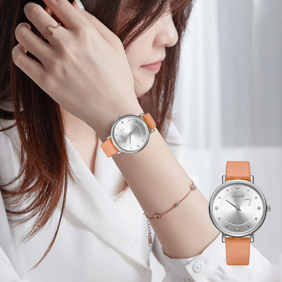 Combo Đồng Hồ Nữ JA-1248A1 Tặng Kèm Dây Thép Julius Hàn Quốc ( Nâu)