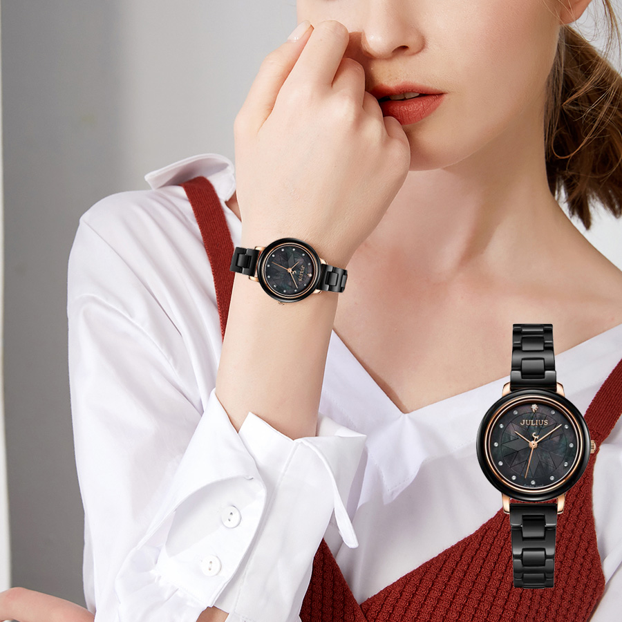 Combo Quà Tặng Đồng Hồ Nữ Julius  JS-062C Julius Star + Nữ Trang ESME ES180AS