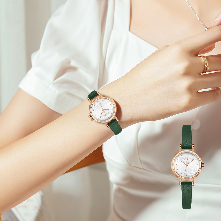 Đồng Hồ Nữ JA-1371B1 Julius Hàn Quốc Dây Da ( Xanh)