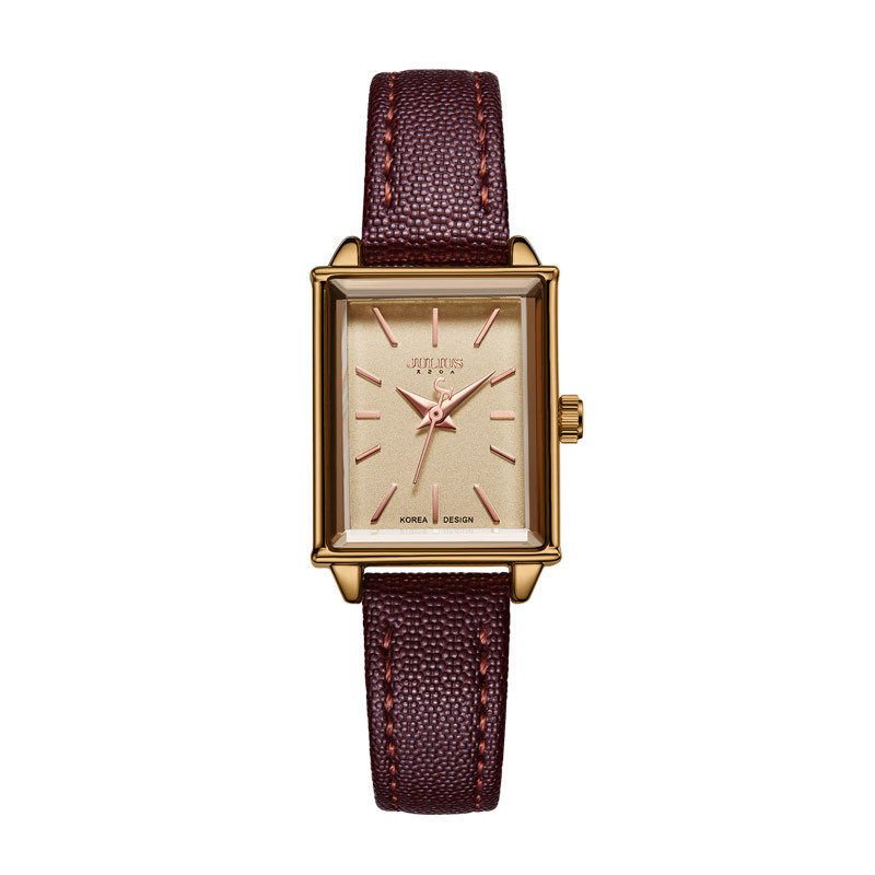 Combo Đồng Hồ Nữ Julius Hàn Quốc Dây Da JA-787E + Vòng Tay Julius JSB078