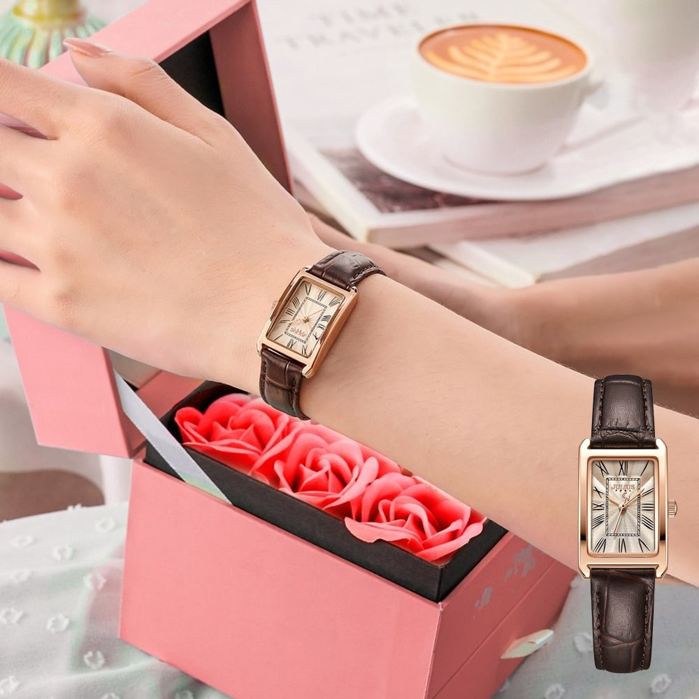 Đồng Hồ Nữ JA-1338C Julius Hàn Quốc Da (Nâu)