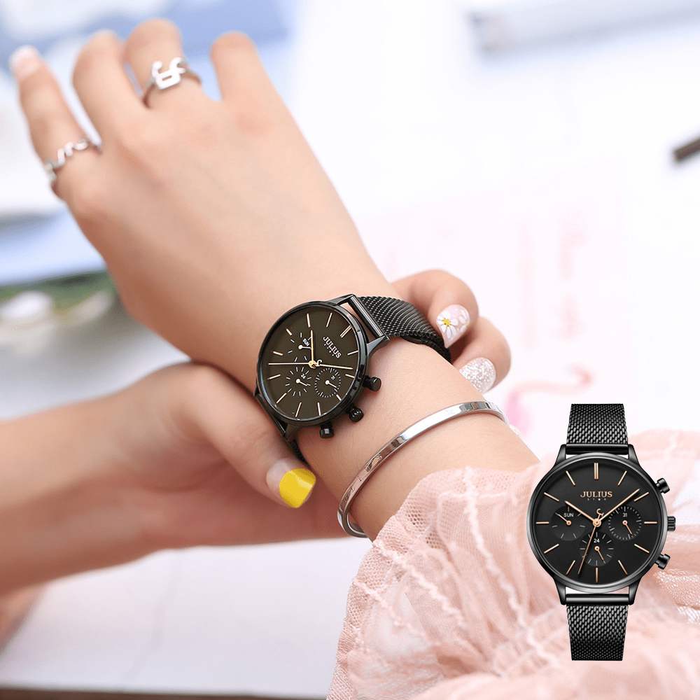 Đồng Hồ Nữ JS-005 Julius Star Hàn Quốc Dây Thép (3 Màu)