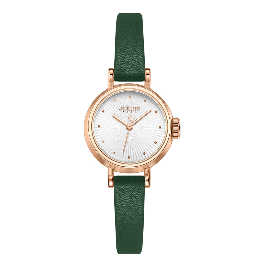 Đồng Hồ Nữ JA-1371B1 Julius Hàn Quốc Dây Da ( Xanh)