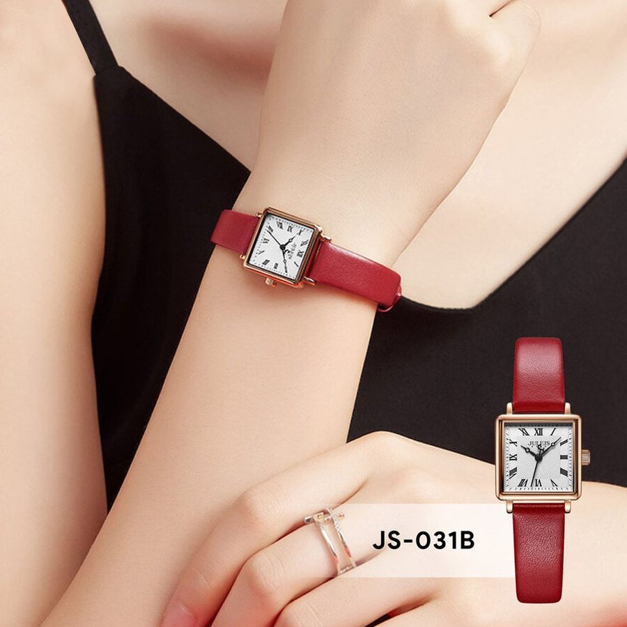 Đồng Hồ Nữ JS-031 Julius Star Kính Sapphire Hàn Quốc dây da (2 Màu)