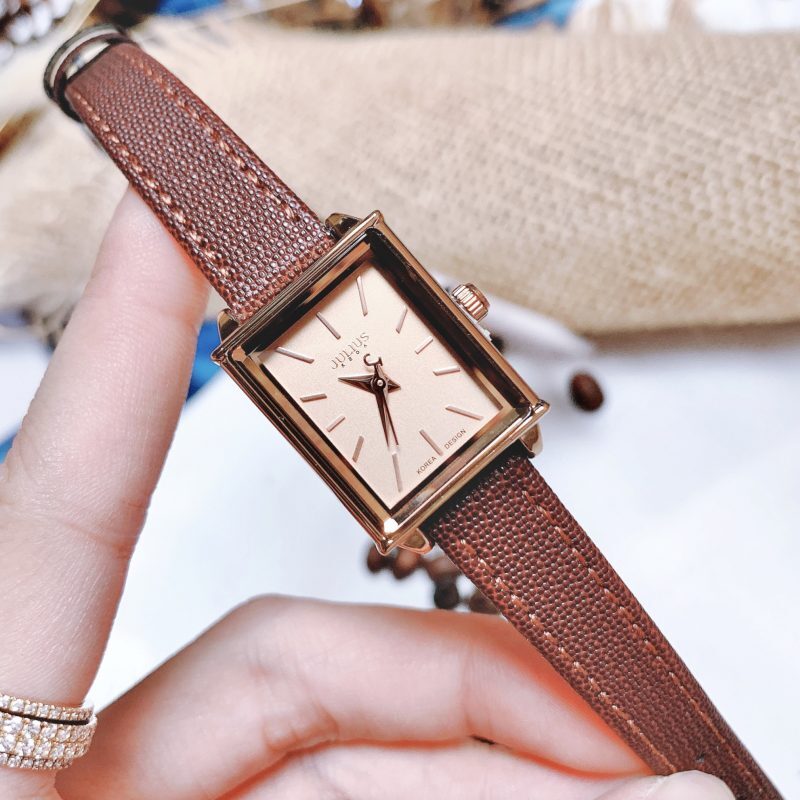 Combo Đồng Hồ Nữ Julius Hàn Quốc Dây Da JA-787E + Vòng Tay Julius JSB078