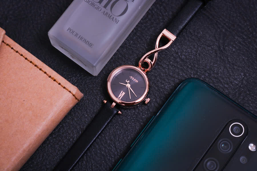 Đồng Hồ Nữ JA-1351D Julius Hàn Quốc Dây Da  (Đen)