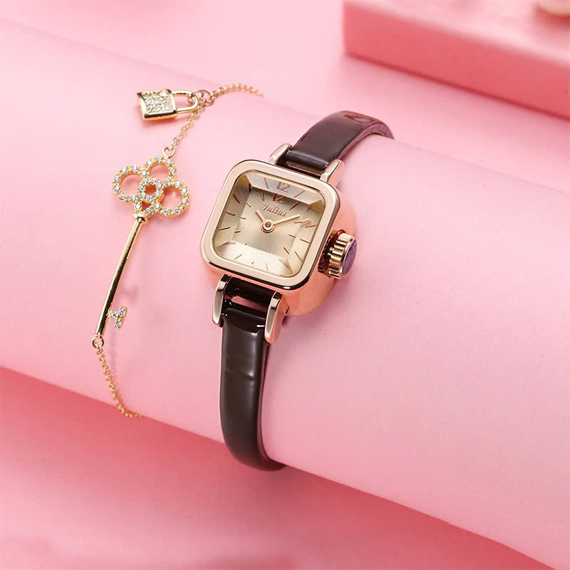 Đồng hồ nữ JA-496C Julius Hàn Quốc Dây Da (Nâu)