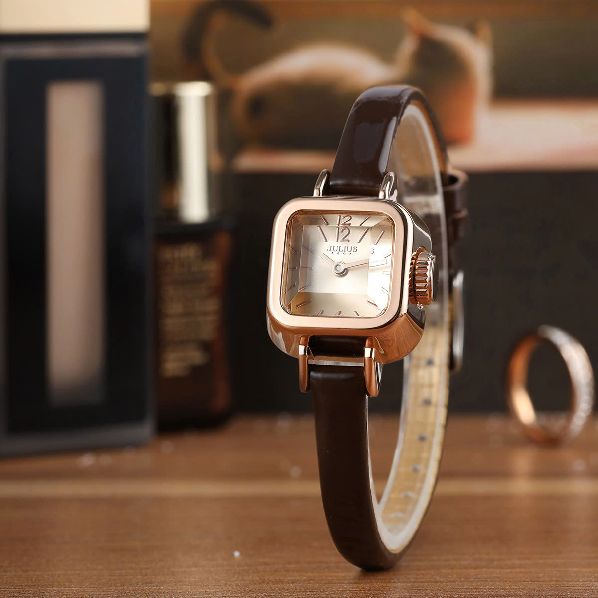 Đồng hồ nữ JA-496C Julius Hàn Quốc Dây Da (Nâu)