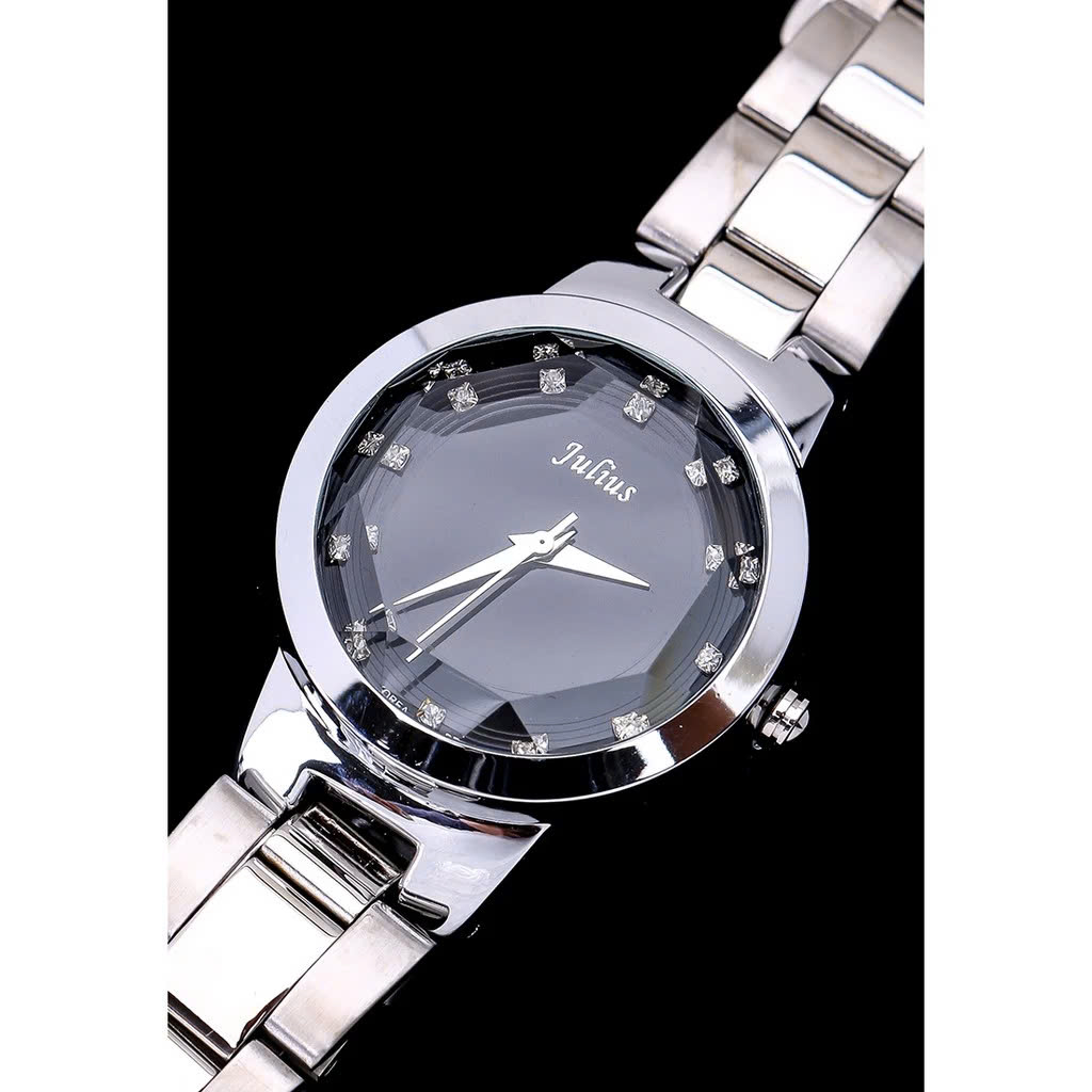 Đồng Hồ Nữ JA-510B Julius Hàn Quốc dây thép (Trắng mặt đen)