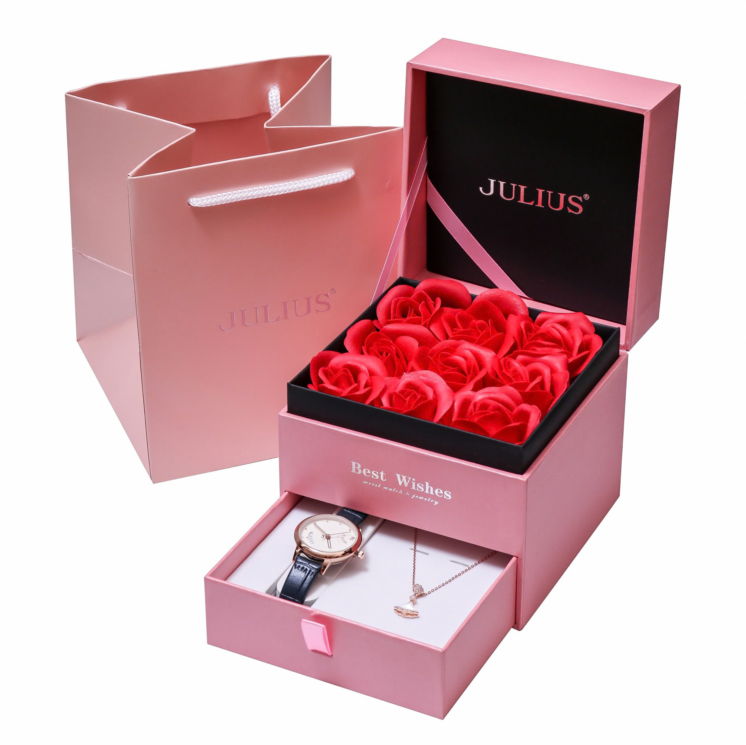 Combo Quà Tặng Đồng Hồ Nữ JA-1391L Julius + Nữ trang JSP0008