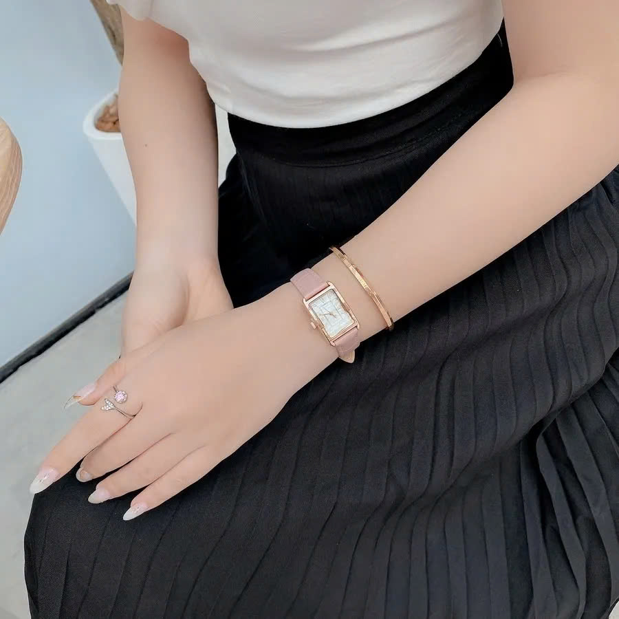 Combo Quà Tặng Đồng Hồ Nữ JA-1338B Kèm Dây Mesh