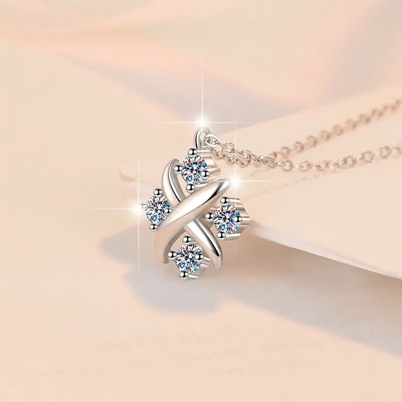 Dây Chuyền ESME ES180AS Kim Cương Đá Moissanite Bạc 925 Xi Kim 5 lớp