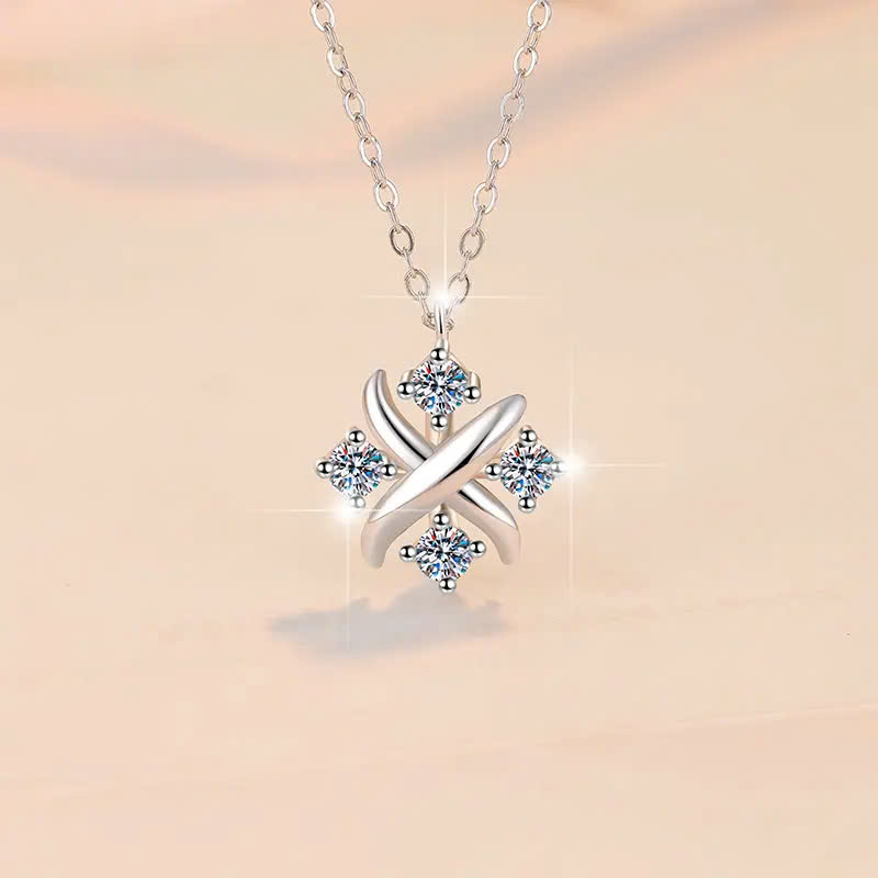 Dây Chuyền ESME ES180AS Kim Cương Đá Moissanite Bạc 925 Xi Kim 5 lớp