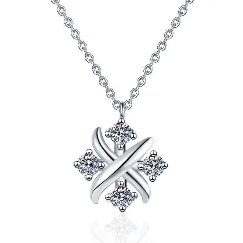 Dây Chuyền ESME ES180AS Kim Cương Đá Moissanite Bạc 925 Xi Kim 5 lớp