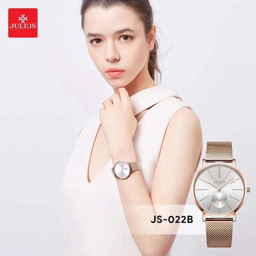 Đồng Hồ JS-022B Julius Star Hàn Quốc Dây Thép (Vàng Đồng)
