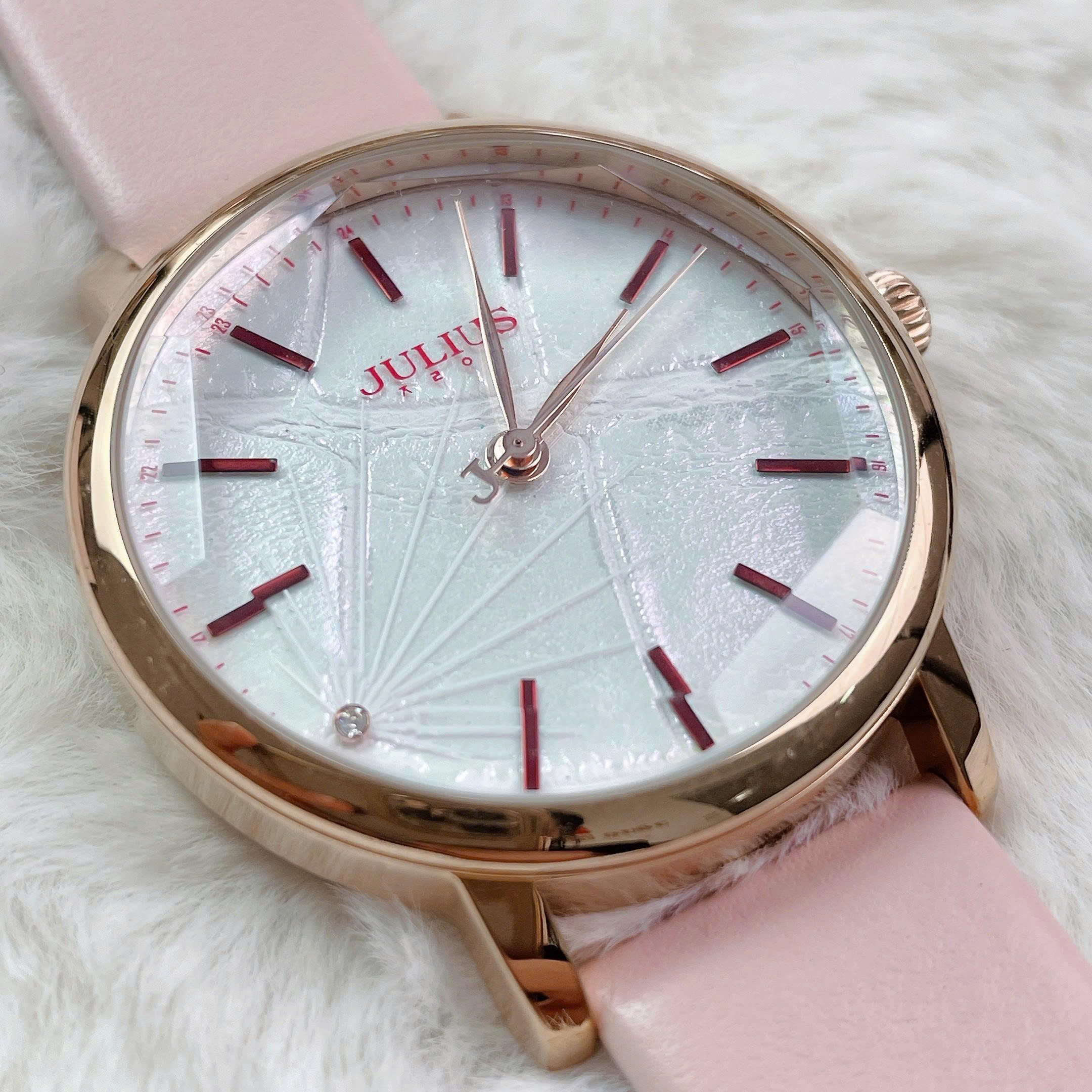 Đồng Hồ Nữ JA-888E1 Julius Hàn Quốc Dây Da ( Hồng)