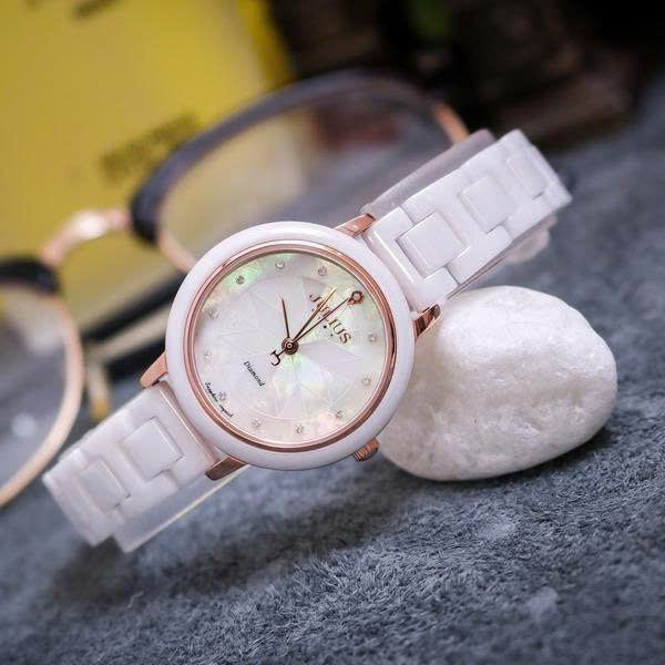 Combo Đồng Hồ Nữ JS-062 đá Ceramic + Bông Tai Moissanite ES293DS-ES053