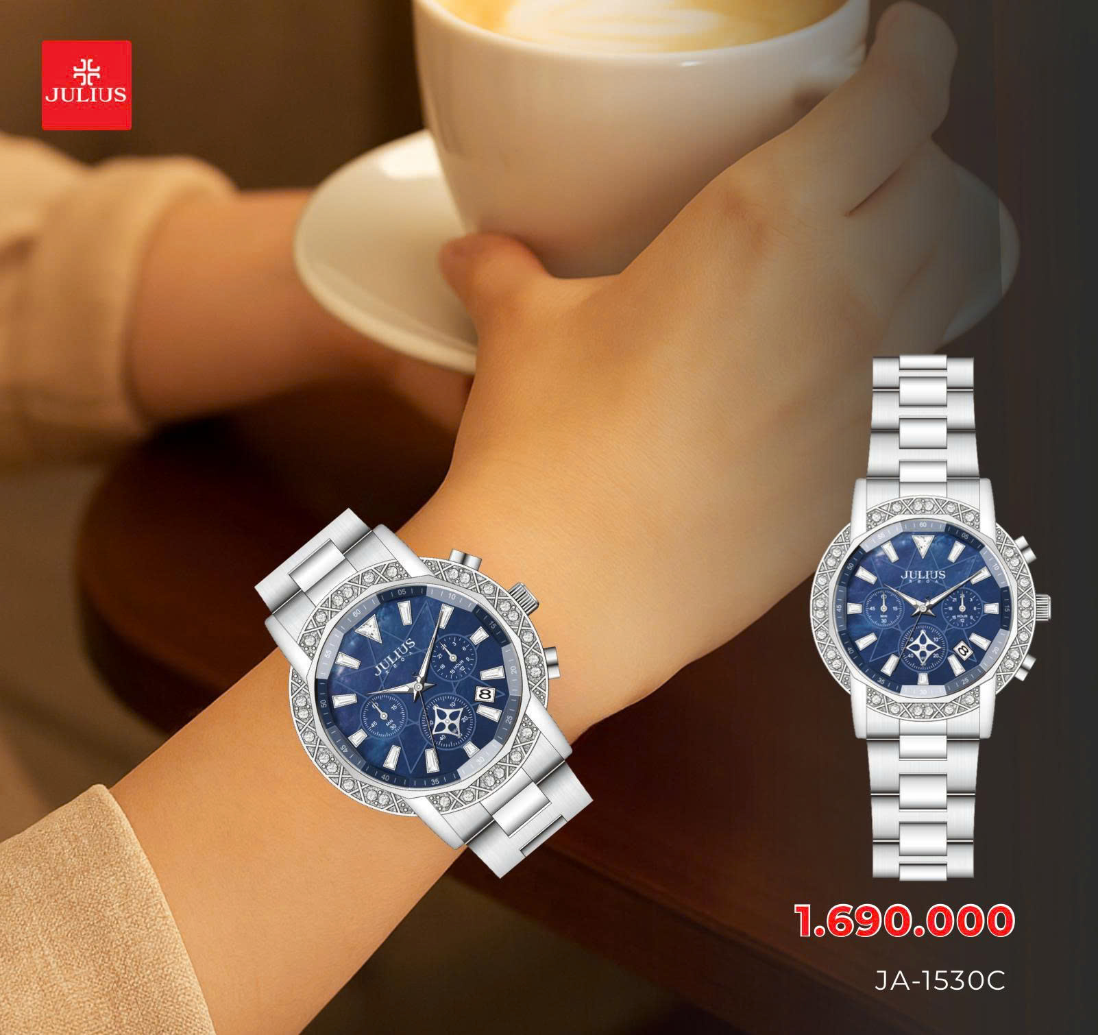 Đồng Hồ Nữ JA-1530C + Nhẫn ES302Q-JZ004