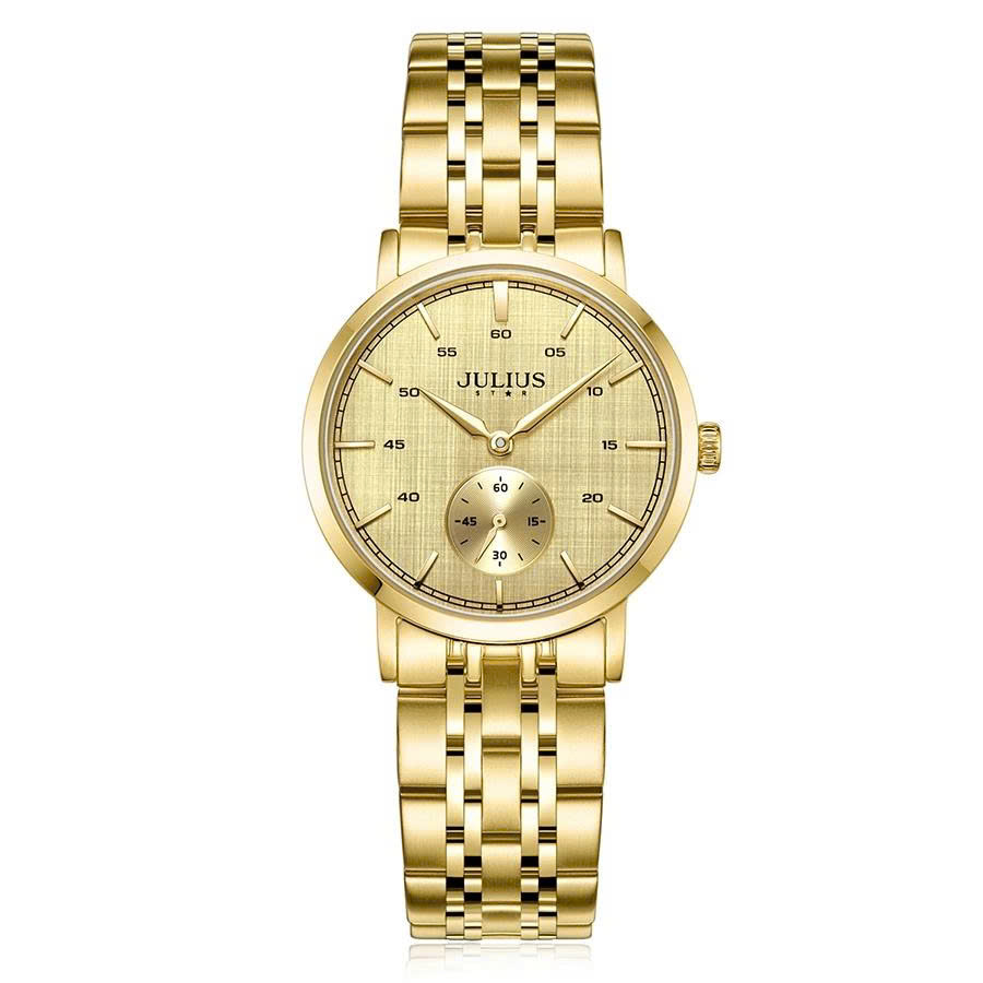 Đồng Hồ Cặp JS-061ML Julius Hàn Quốc Dây Thép (Vàng)