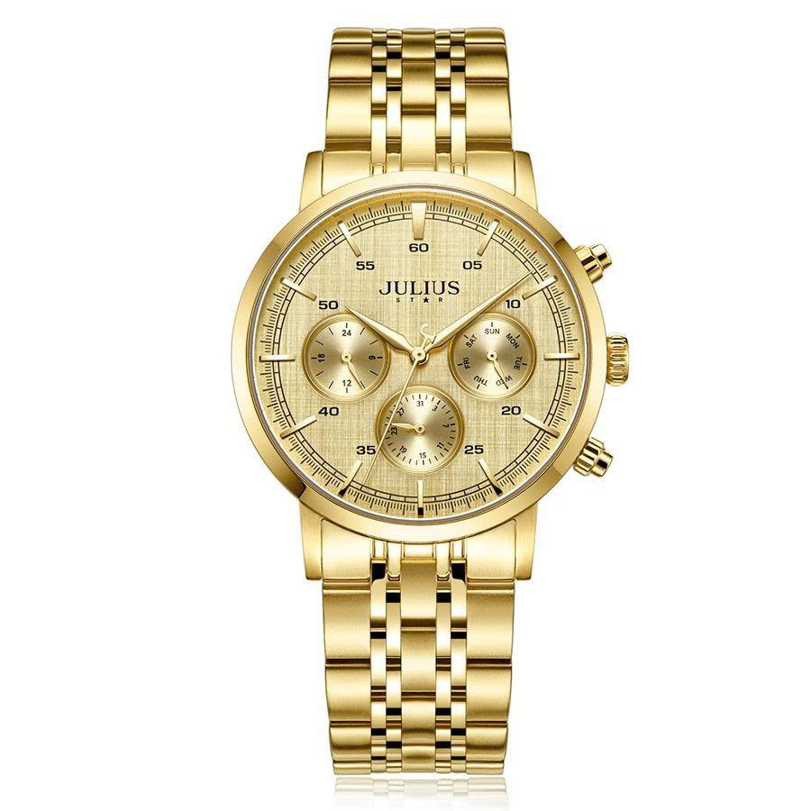 Đồng Hồ Cặp JS-061ML Julius Hàn Quốc Dây Thép (Vàng)