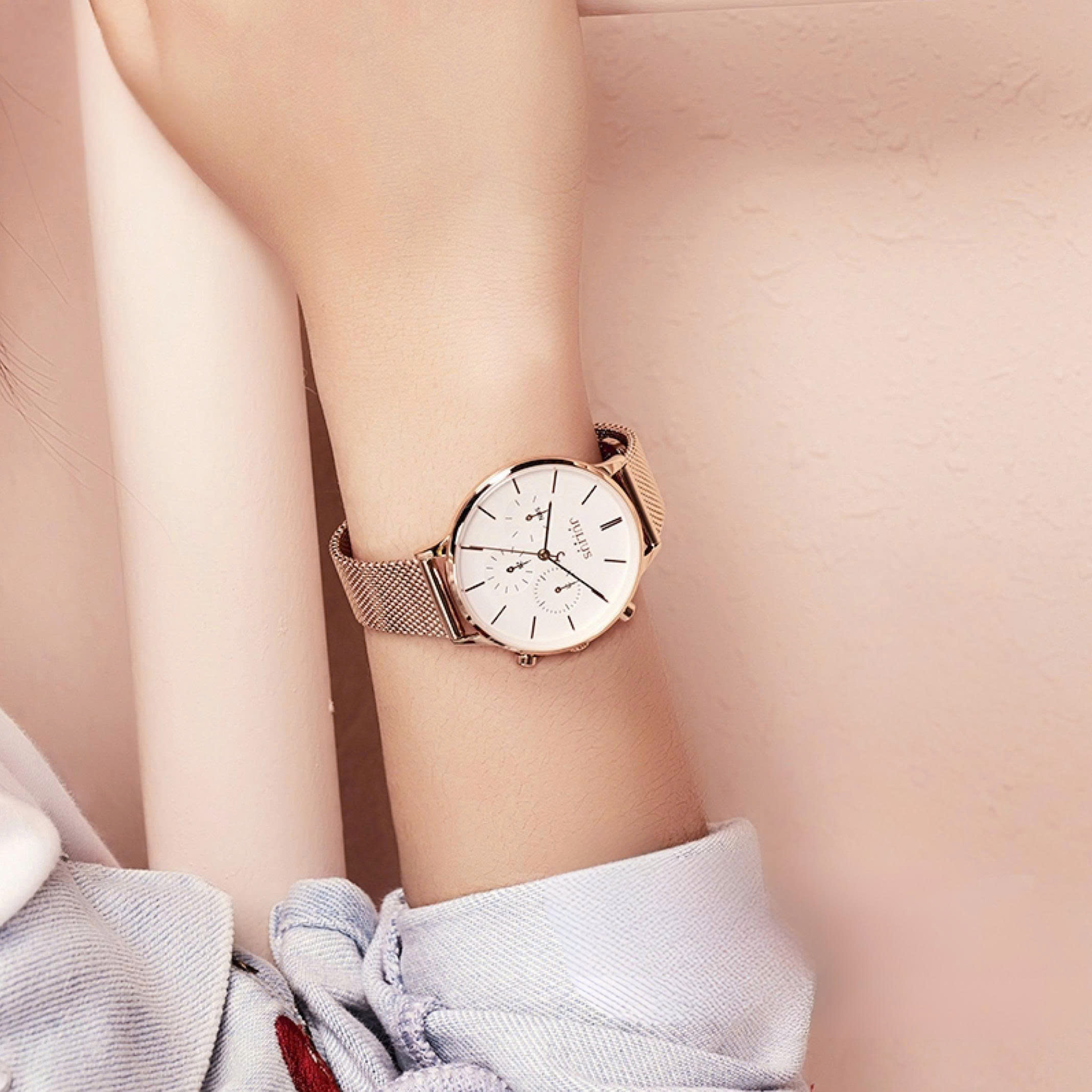 Đồng Hồ Nữ JS-005 Julius Star Hàn Quốc Dây Thép (2 Màu)